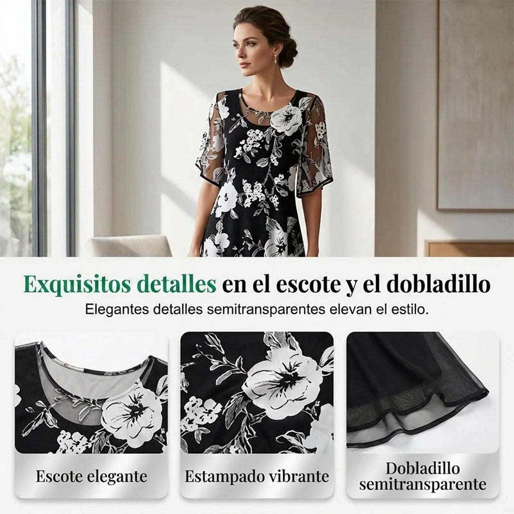 MÁRIA™ | Elisa | Elegáns virágmintás sifonruha