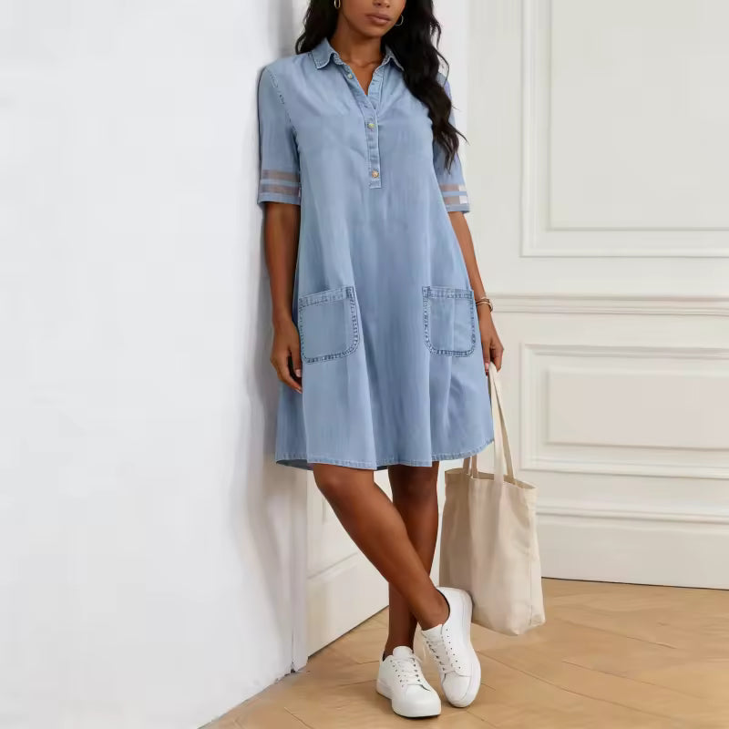 MÁRIA™ | Brittany | Alakot kiemelő farmerruha