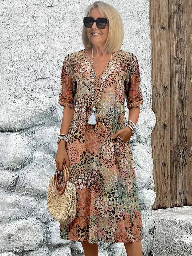 MÁRIA™ | Lina | Könnyű ruha V-nyakkivágással