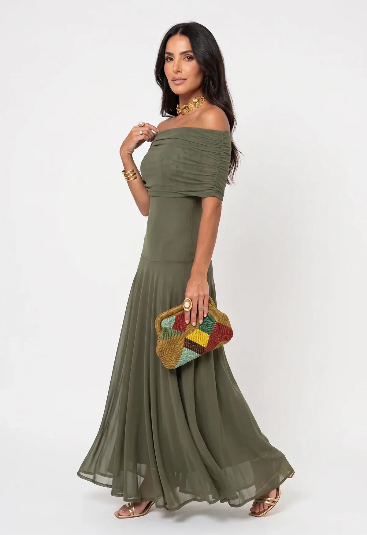 MÁRIA™ | Uma | Lágy esésű hosszú ruha elegáns dizájnnal