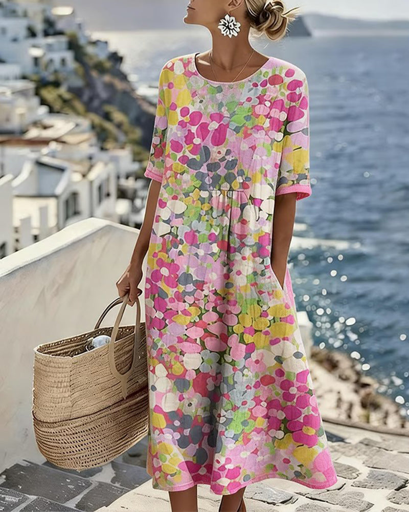 MÁRIA™ | Flora | Bő, virágmintás midiruha
