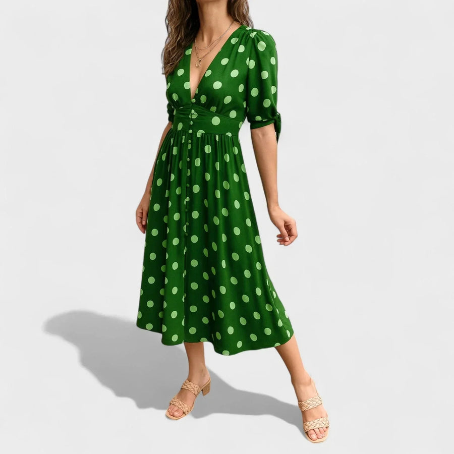 MÁRIA™ | Valentina | Modern pöttyös ruha