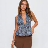 MÁRIA™ | Safari | Zebramintás Halter Top