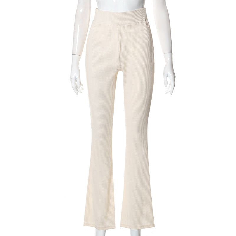 Women's spring solid-color slim-fit flared pants