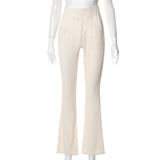 Women's spring solid-color slim-fit flared pants