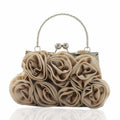 Satin flower clutch bag