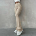 Women's spring solid-color slim-fit flared pants