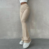 Women's spring solid-color slim-fit flared pants