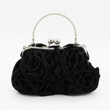 Satin flower clutch bag