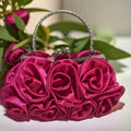 Satin flower clutch bag