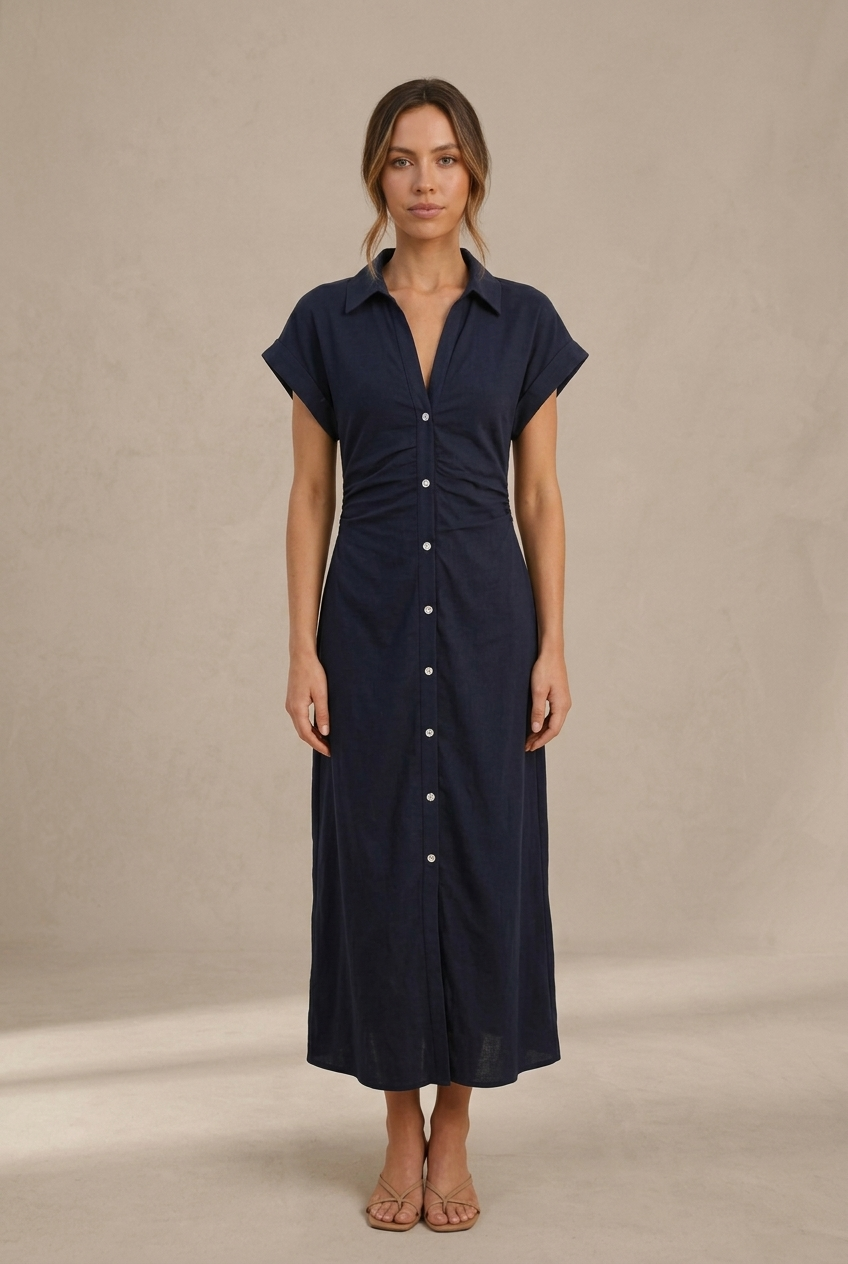 MÁRIA™ | Denim | Gombos farmer ruha