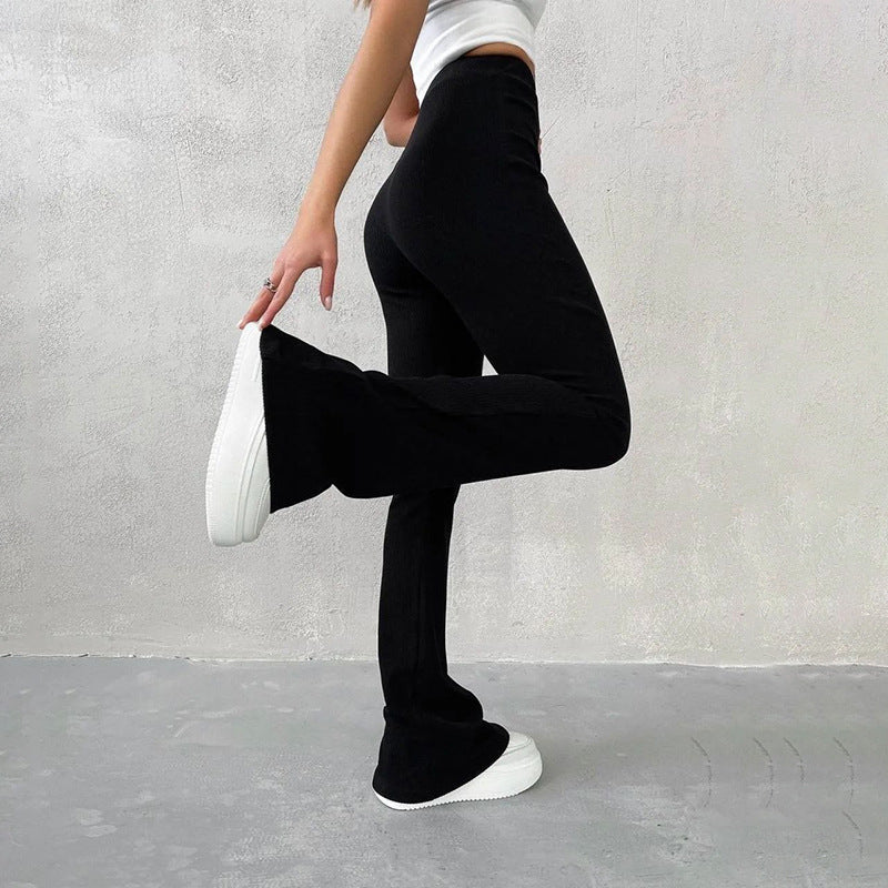 Women's spring solid-color slim-fit flared pants