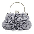 Satin flower clutch bag