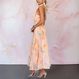 MÁRIA™ | Esther | Elegáns Halter nyakú ruha mintával