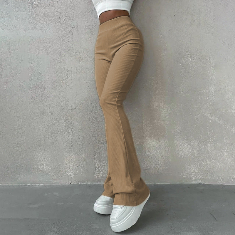 Women's spring solid-color slim-fit flared pants