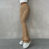 Women's spring solid-color slim-fit flared pants